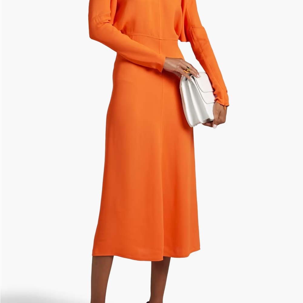 Victoria Beckham Dolman-sleeve Orange Midi Dress sz 2
